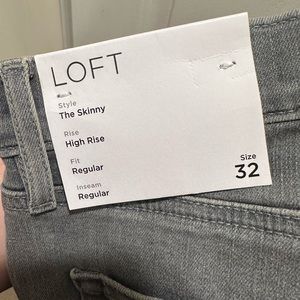 LOFT, 32, NWT Light Gray High Rise Skinny Jeans